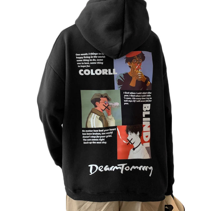 

2020 Autumn winter new Cartoon Printing hoodies men loose All-match Oversized pullover clothes hip hop man funny treetwear