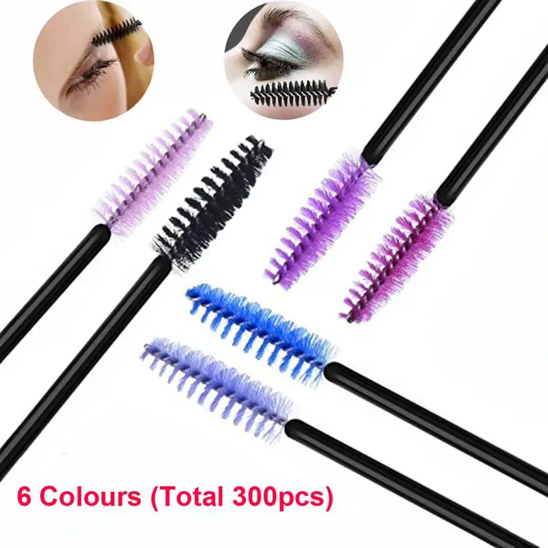 

300pcs Multicolor Disposable Mascara Wands Eyelash Eye Lash Brush Makeup Applicators Kit Cosmetic Brushes