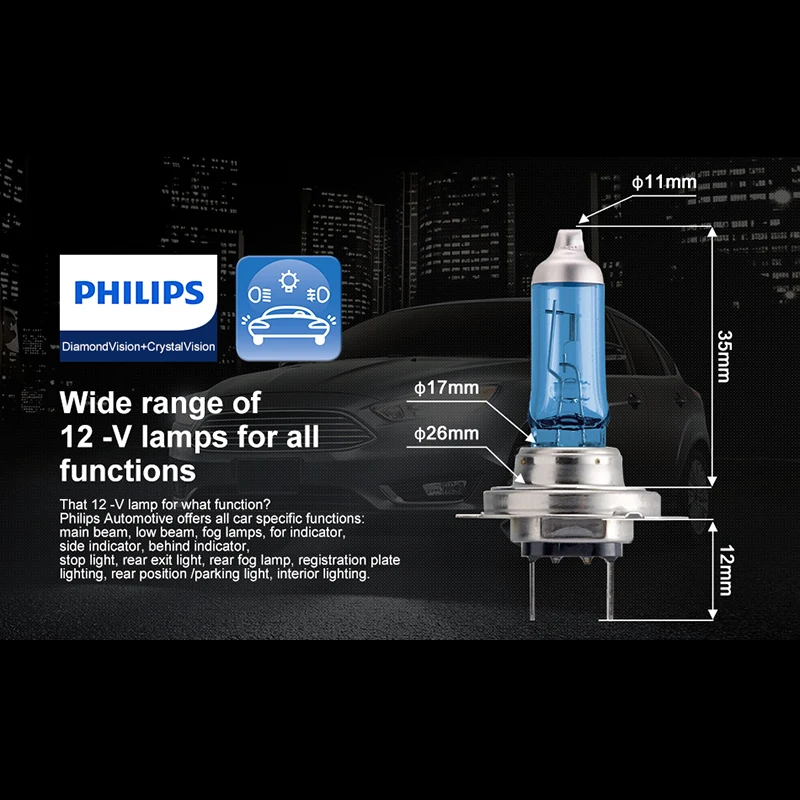 Натуральная Philips H7 галогенная H4 H3 H1 H11 H8 HB3 HB4 9005 9006 Diamond Vision 5000K Окончательный белый