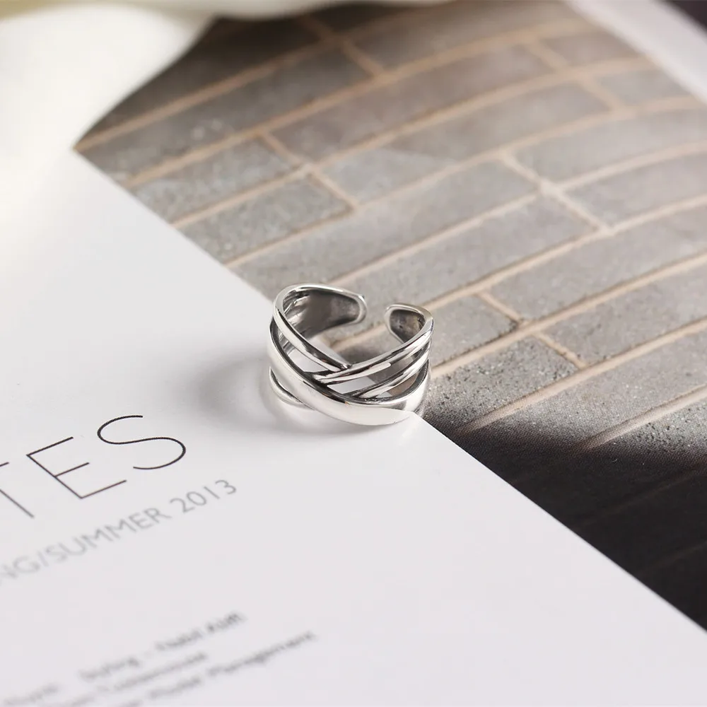 DreamySky Bijoux Boho Style Silver Color Geometric Irregular Rings For Women Gifts Large Adjustable Finger | Украшения и