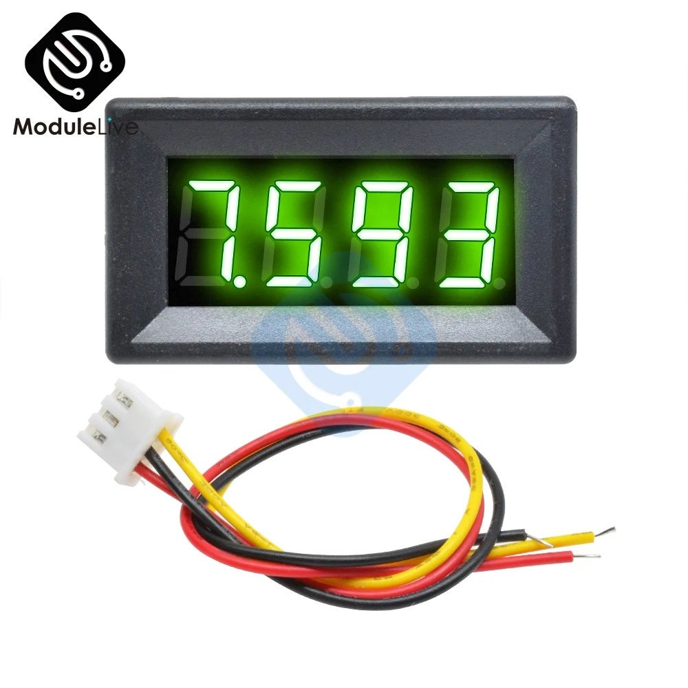 DC 0-100V 4 бит 0,36 дюйма 0,36 ''Цифровой вольтметр светодиодный панель Электрический чехол для тестера 3 провода 12 В 24 в 48 в