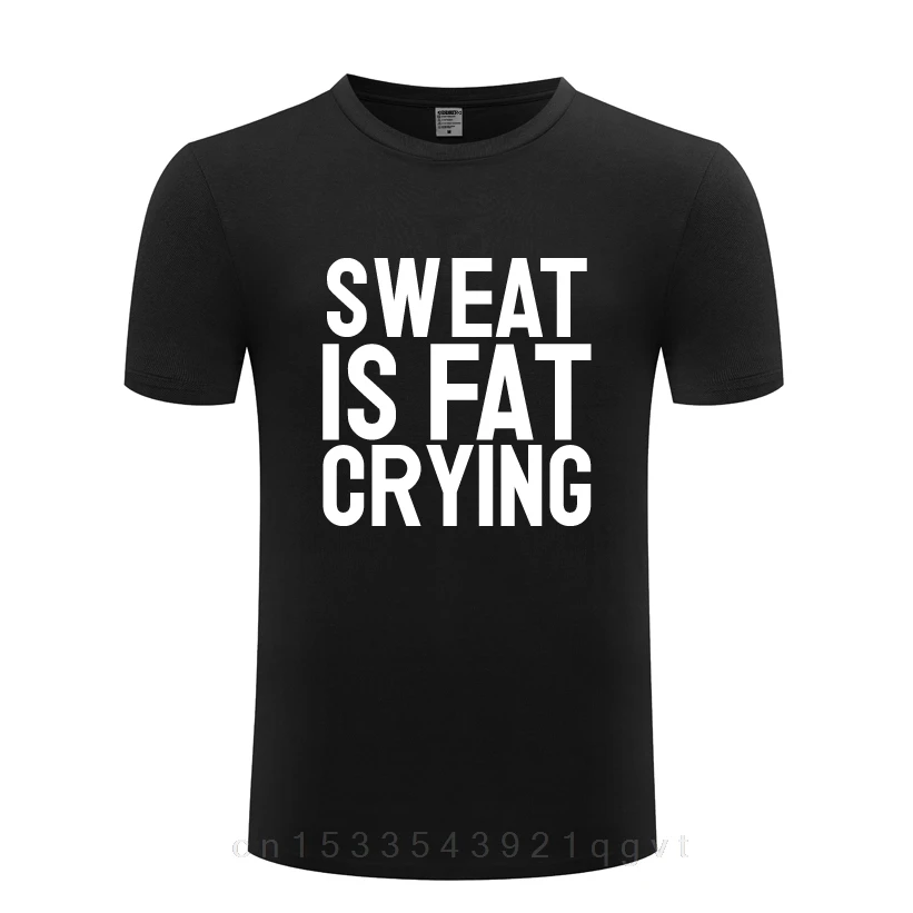 

Забавная Мужская футболка для занятий фитнесом, бегом и плачом от пота, Новая повседневная футболка с коротким рукавом и круглым вырезом