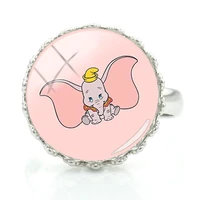 disney cute dumbo ring animated character ring creative design art photo glass adjustable ring jewelry ring gift