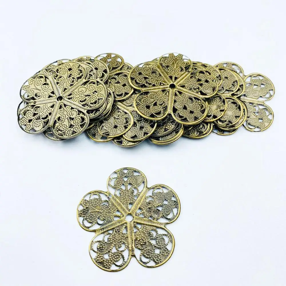 

3.7cm 20Pcs Plum blossom shape Filigree ConnectorsMetal Connector For Jewelry Making DIY Accessories Pendant