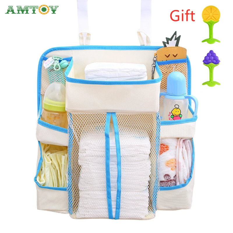 

AMTOY Baby Newborn Bed Storage Organizer Crib Hanging Storage Bag Caddy Organizer For Baby Essentials Bedding Set Storage Bag