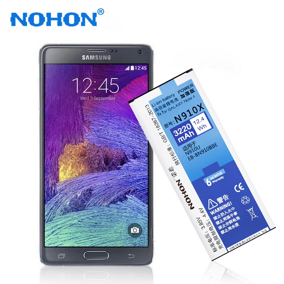 Аккумулятор NOHON для Samsung Galaxy Note 2 3 4 Note2 N7100 Note3 NFC N9000 Note4 N9100 N910X|Аккумуляторы
