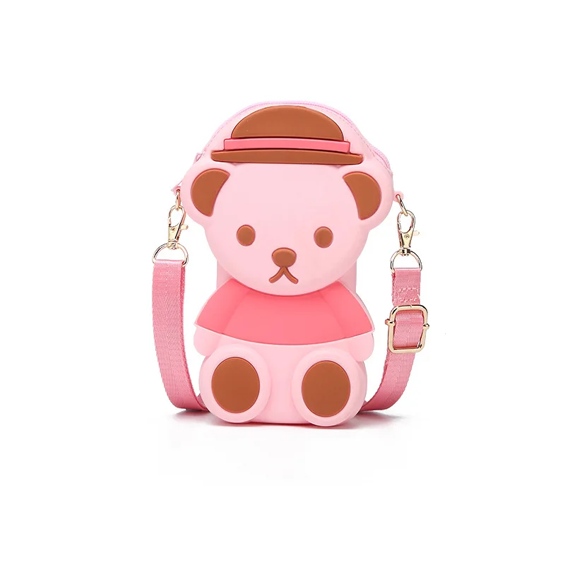 

2020 New Women's Bag Silicone Cartoon Cute Zero Wallet Mini Card Bag Single Shoulder Crossbody Brown Bear Crossbody Bag Sac Main