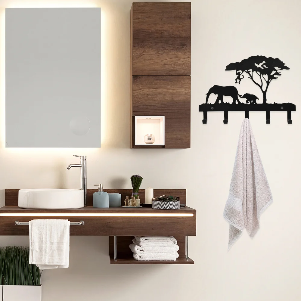 

1Pc Household Storage Hook Animal Theme Hook Clothing Hat Hanger (Black)