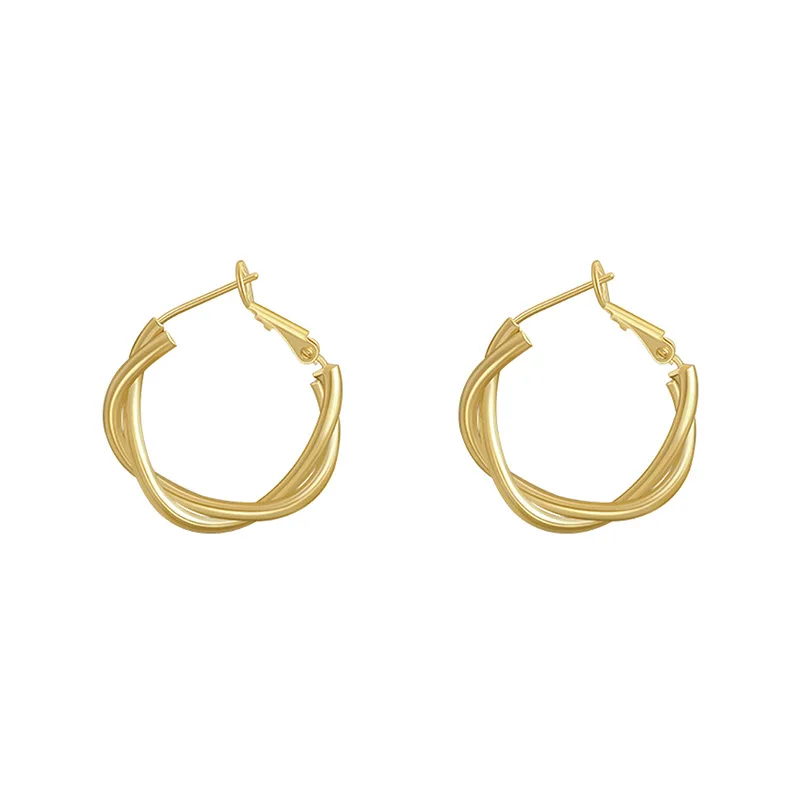 

Twist cross earrings simple circle round ring earrings female temperament earrings personality wild earrings