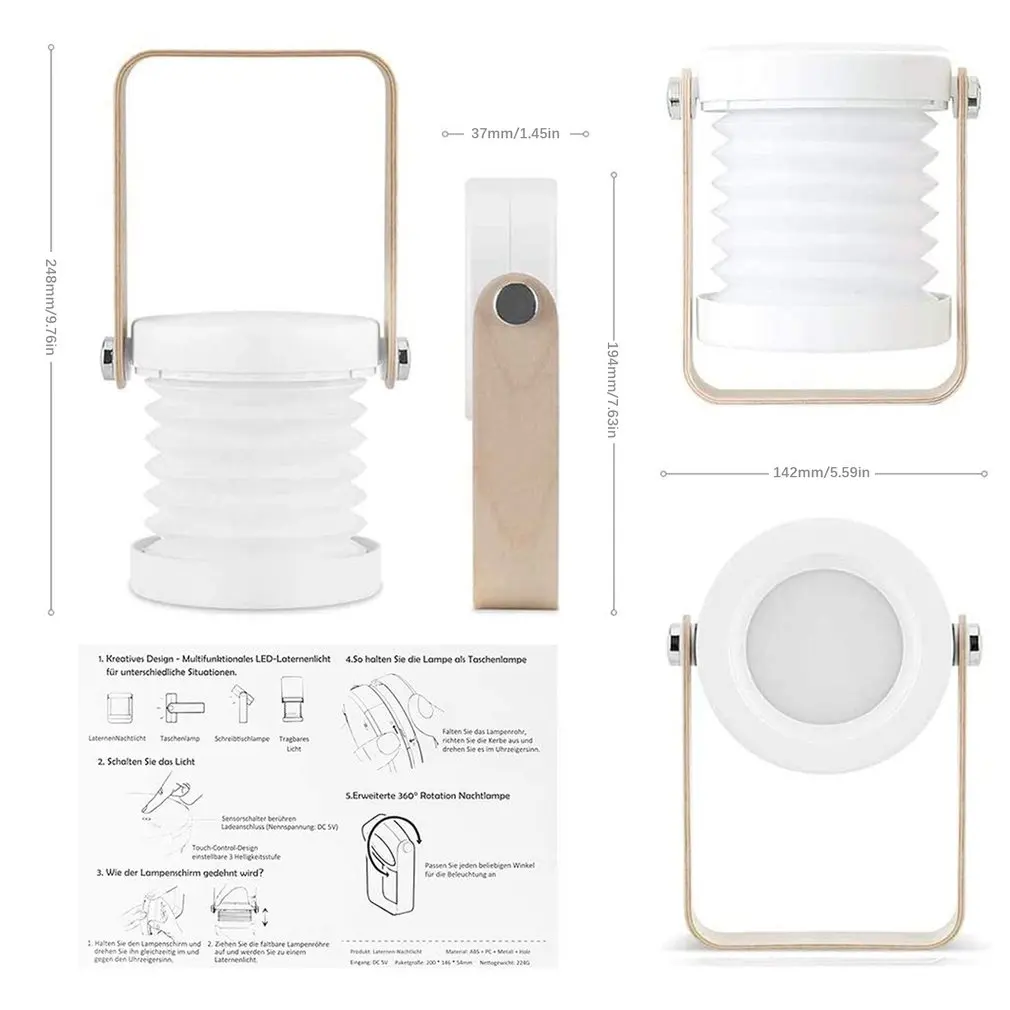 

LED Lantern Light Foldable Night Light With Touch Control With 3 Level Of Brightness Rechargeable Table Lamp For Bedroom