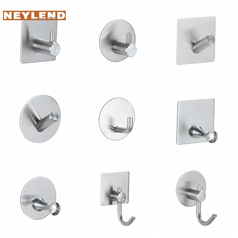 

Q40 NEYLEND 304 Stainless Steel Punch-free Hook Viscose Hook Wall Single Hook Bathroom Rustproof Kitchen Bathroom Accessories