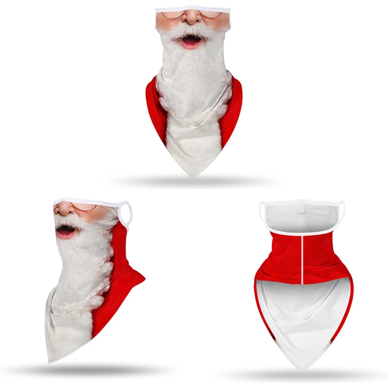 

Christmas Cycling Scarf Santa Claus Outdoor Triangle Hiking Sunshade Dustproof Neck Cover Camping Ear Hanging Face Mask