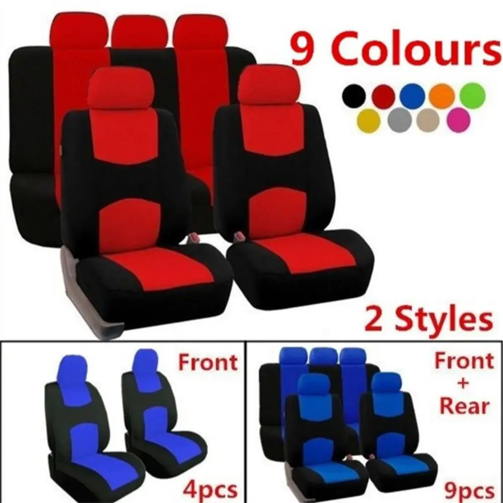 

9pcs Car Seat Covers Front Rear Headrests Full Set Auto Seat Cover Car Interior Accessories Universal Fit for Auto Truck Van SUV