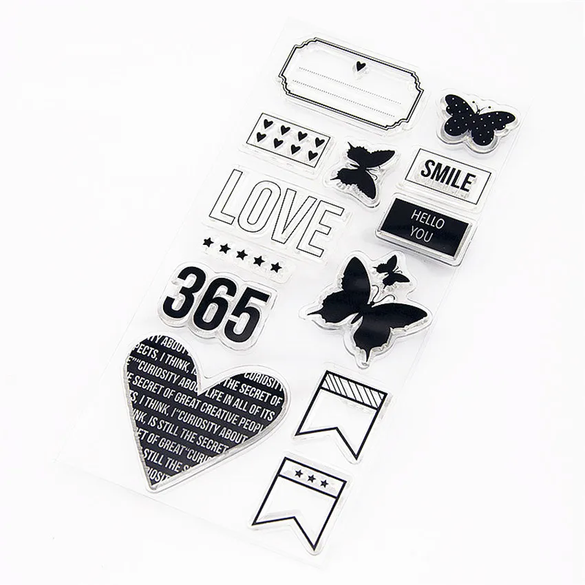 Прозрачные силиконовые штампы 10x20 см с изображением бабочки роликовые сделай сам