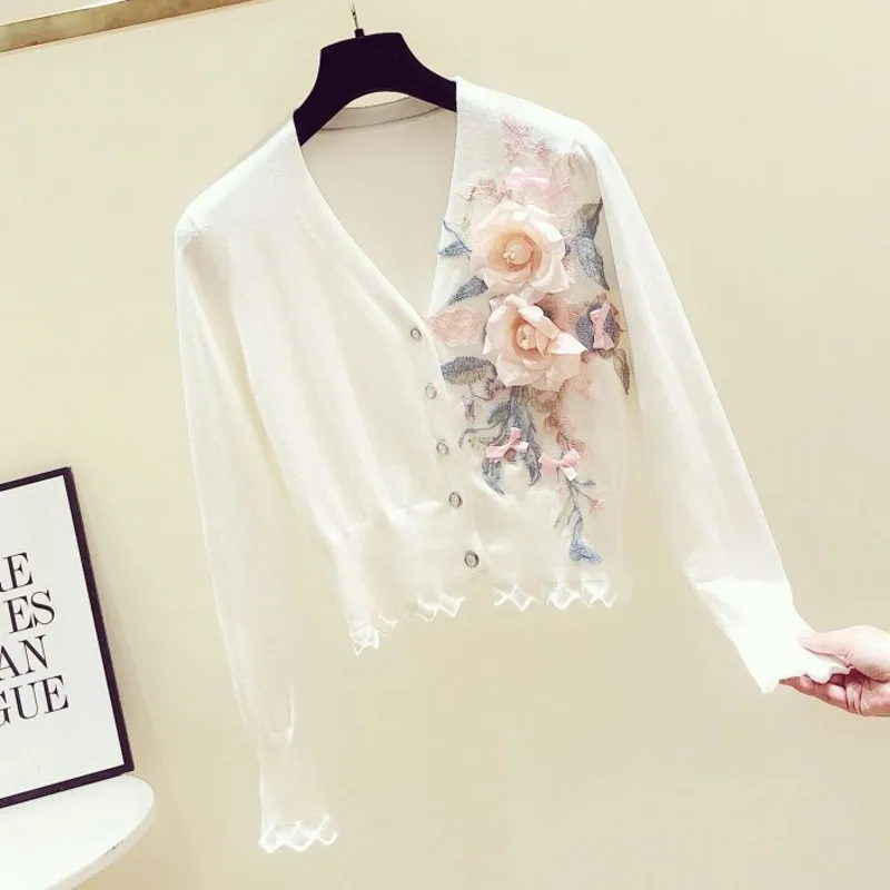 Новинка весна-осень 2020 вязаный кардиган ручной работы в Корейском стиле с