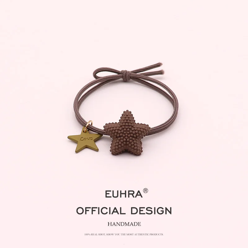 EUHRA 5 цветов Bump Star Pentagram с биркой эластичные резинки для волос женская лента для волос Детские аксессуары для волос резинка