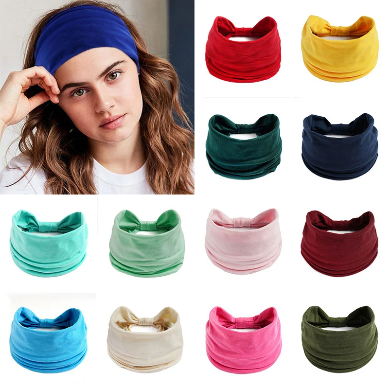 

High Elastic Hairband Solid Color Women Hair Bands Summer Fashion Girl Sports Turban Elastic Hairband Hair Accessories