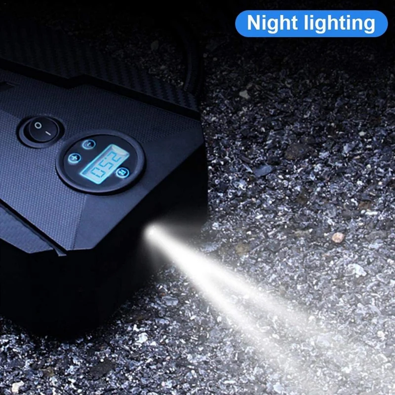 

Digital Tyre Inflator, Car Tyre Pump Air Compressor, 12V 150 PSI Air Pump with LED Light for Cars/Motorcycle/Bicycle