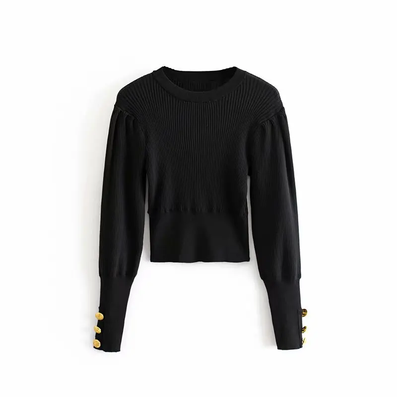 Женские элегантные трикотажные кроп-топ с длинным рукавом тонкие свитера на
