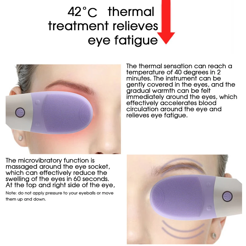 Очищающая щетка для лица Электрический силиконовый массажер подогрева глаз