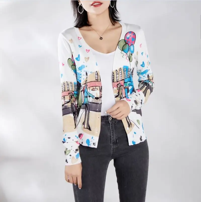 Новинка 2019 женские кардиганы с длинным рукавом романтичный свитер принтом Love и
