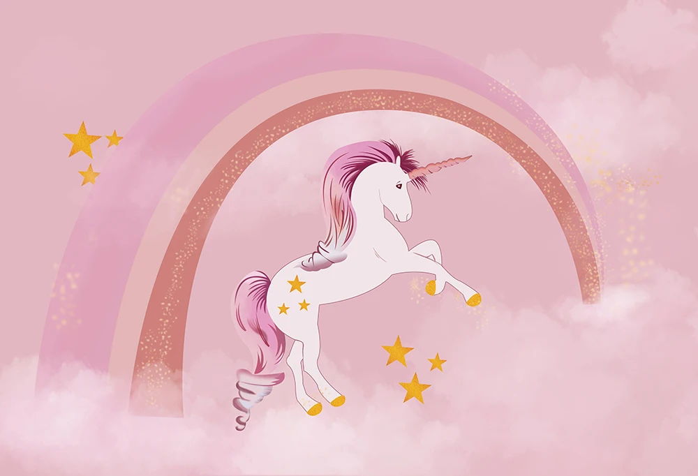 Фон для фотосъемки с розовым единорогом декорация детской вечеринки на день