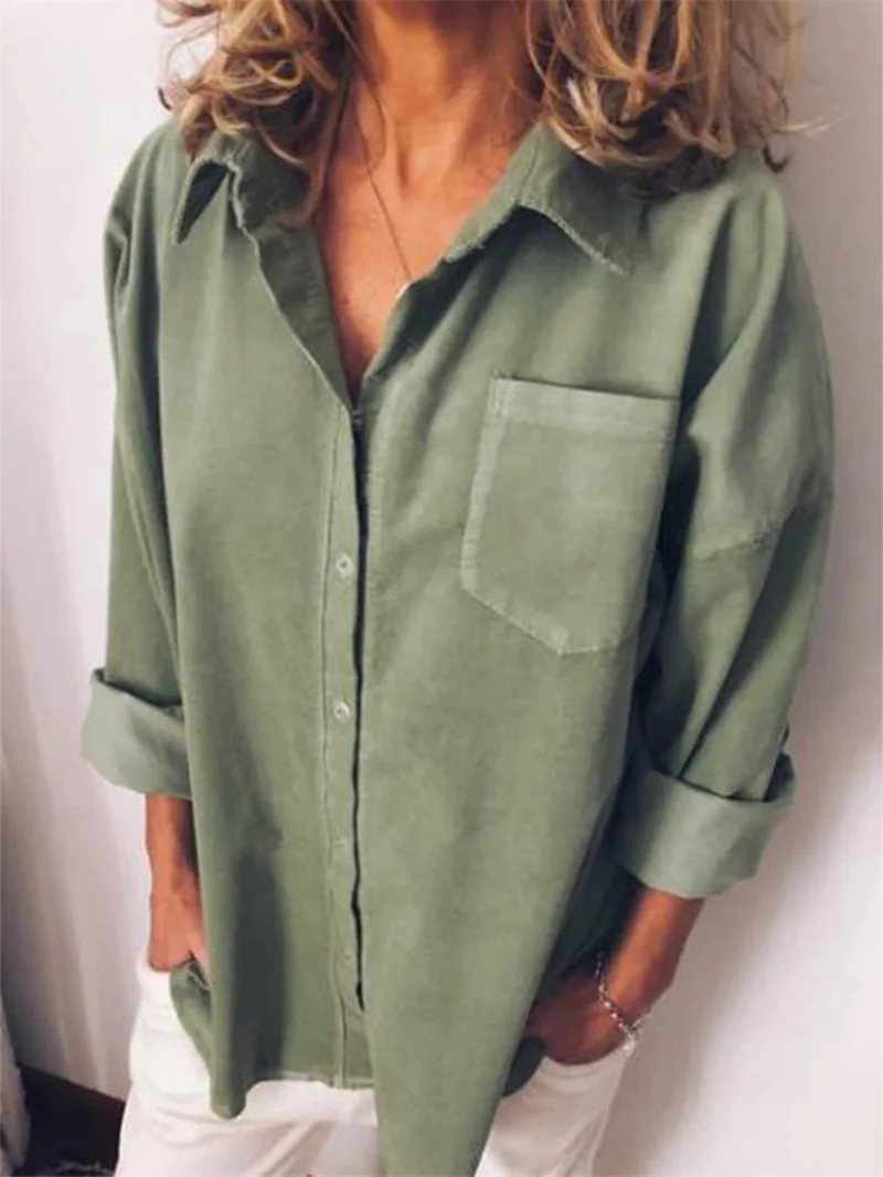 

CHRONSTYLE 2021 Women Loose Long Sleeve Shirts Tops Casual Blouses Plus Size S-2XL Shirt Cotton Summer Elegant Blouse Streetwear