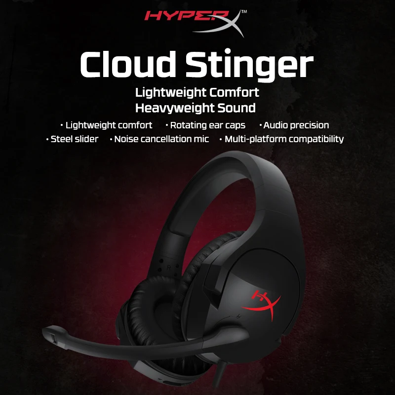 Последние KINGSTON HyperX Cloud Stinger повязка на голову Легкая удобная двойная звуковая игровая гарнитура Регулируемая громкость с микрофоном
