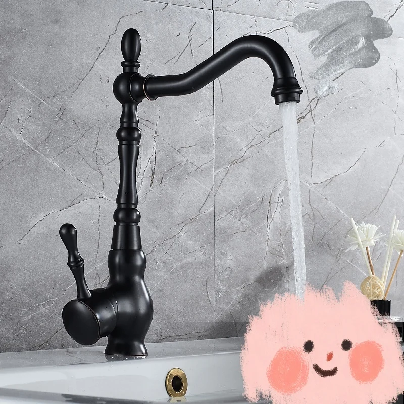 Черный медный кран для ванной кухонный горячей и холодной воды|Смесители