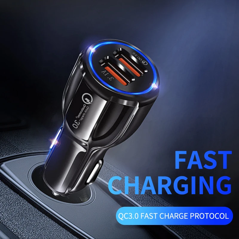Автомобильное зарядное устройство с двумя USB портами для быстрой зарядки