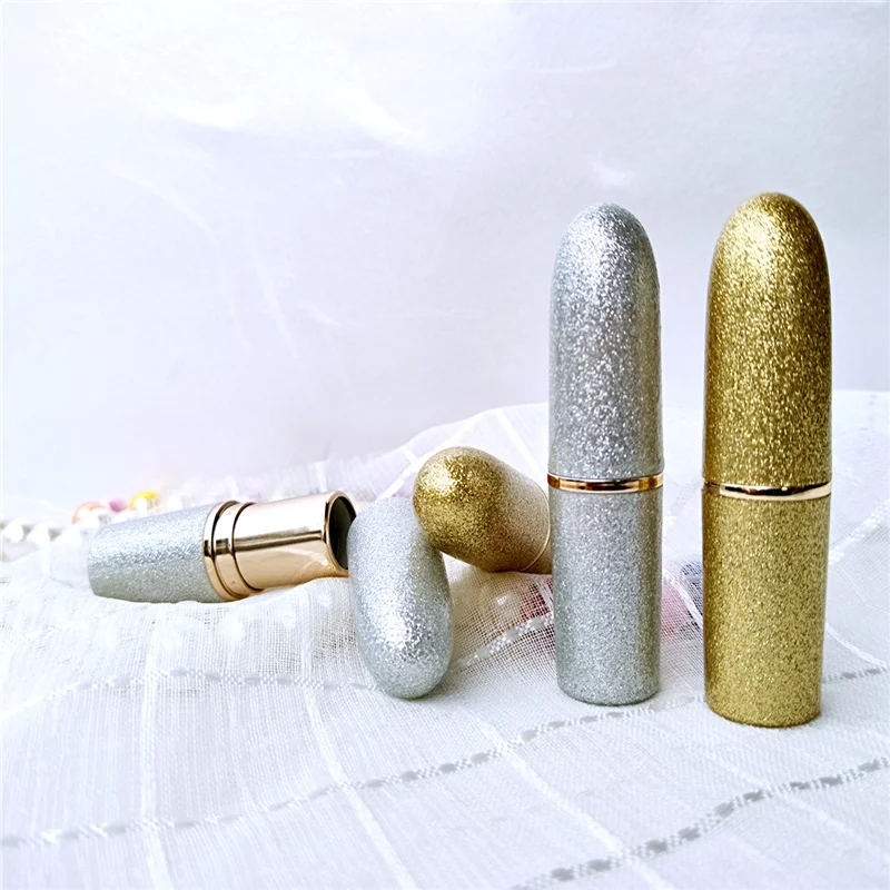 

10Pcs Gold Refillable Bottles Lipstick Cases Lip Blam Empty Container Packing Flow Line Top Shaped Magnetic Buckle Lipstick Tube