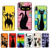 cat art phone case for iphone 11 pro max xr xs max 7 6s 8 plus 5 5s se 12 x tpu soft black funny print unique patterm shell capa