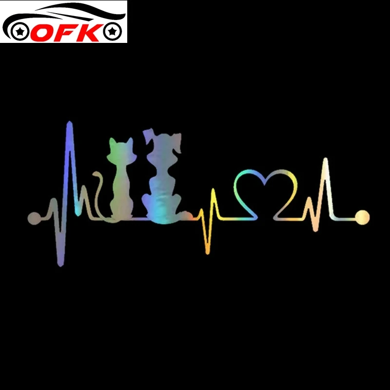 

Car Sticker 3D Dog & Cat Heartbeat on Funny s and Decals Vinyl Styling for Ford Audi BMW19cm*8.2cm