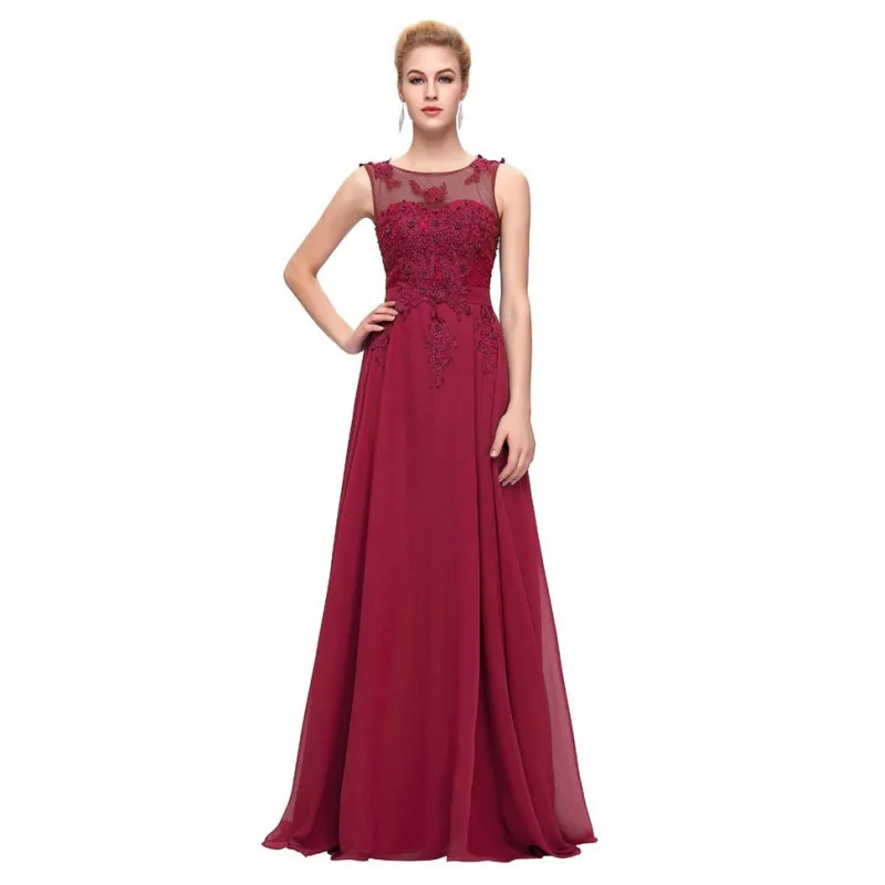Женское вечернее платье с аппликацией элегантное трапеция круглым вырезом без