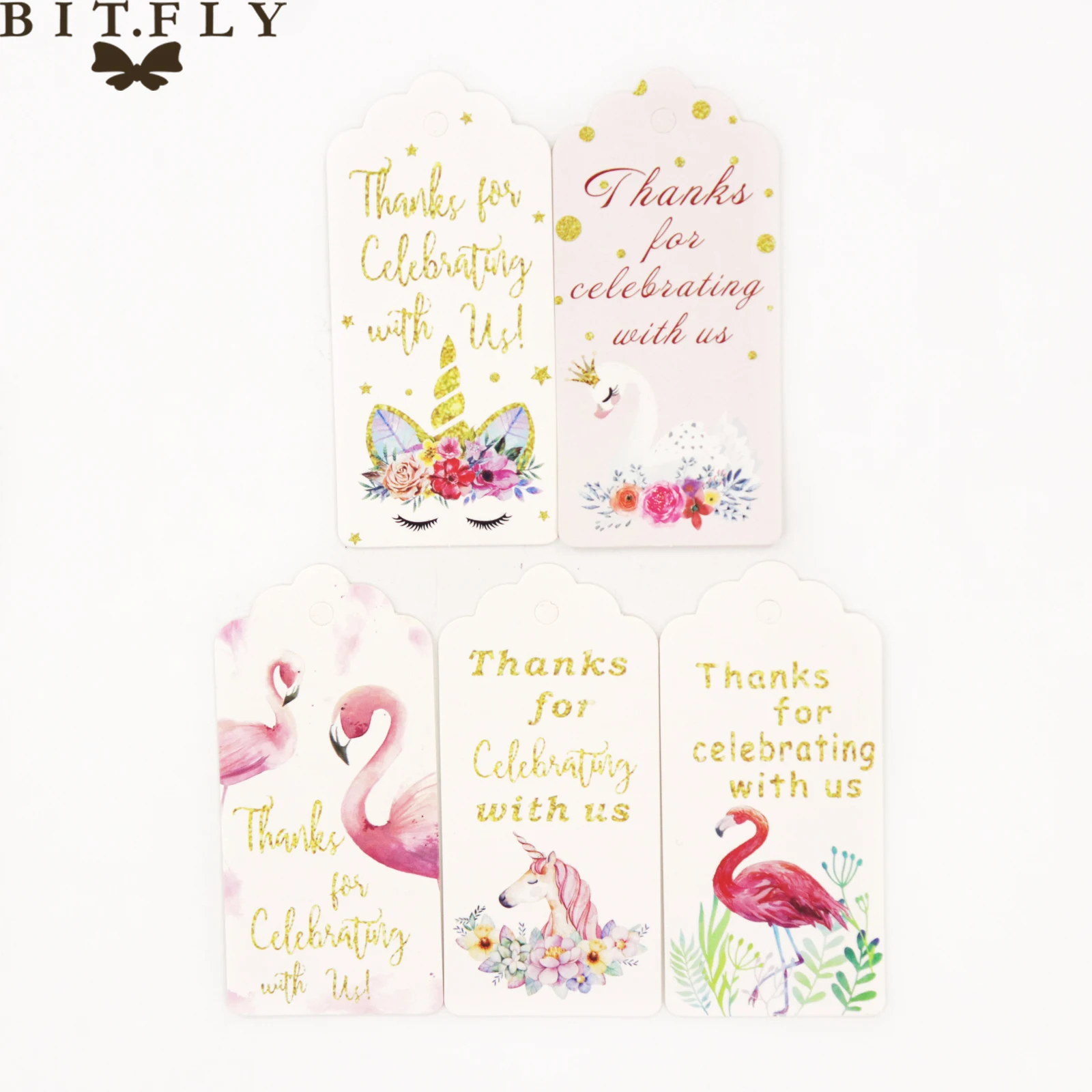 50 шт. бумага Единорог Фламинго спасибо бирки подарочная упаковка конфетная