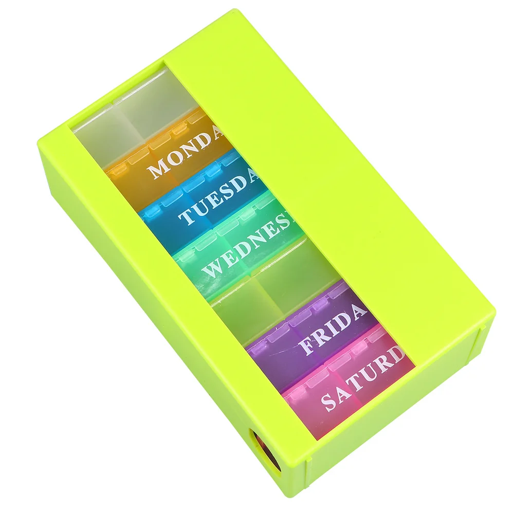 

Portable Pill Case 21-Grids Pill Box Simple Medicine Box Pills Container Green