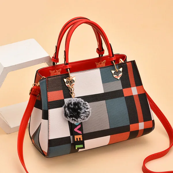 ACELURE Trendy Fashion Patchwork Women Crossbody Bags High Quality PU Leather Female Shoulder Bag with Fur Ball Handbag 4 Colors - Цвет: Red