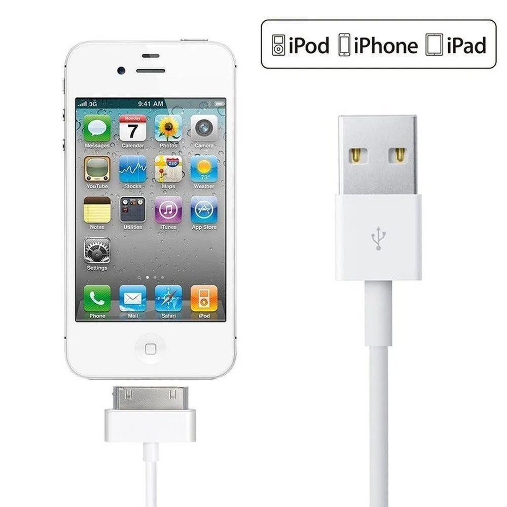 2 шт. 30pin USB кабель для зарядки iPhone4s iphone4 30-pin данных usb зарядка cavo chargeur iPhone 4 4s iPod nano ipad