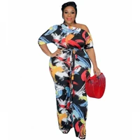 ladies sexy jumpsuit african clothing casual summer loose trousers printed short sleeved slim fit european and american clothing