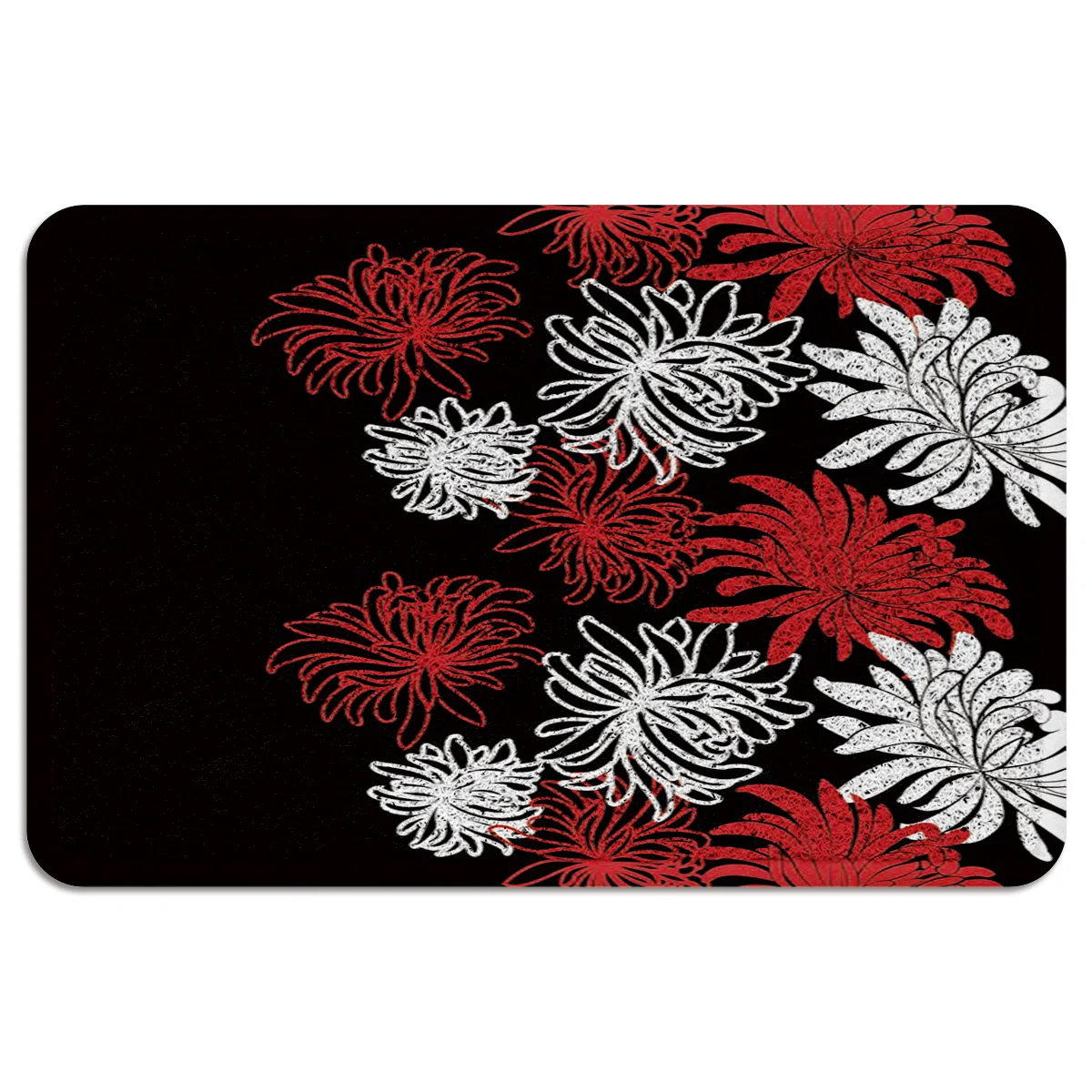 Белый красный цветок Хризантема коврик ПВХ Нескользящая подложка спереди