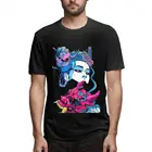 Мужская хлопковая футболка Goth Cyberpunk с маской демона самурая и японской девушкой, футболка для отдыха с коротким рукавом и круглым вырезом, одежда 4XL