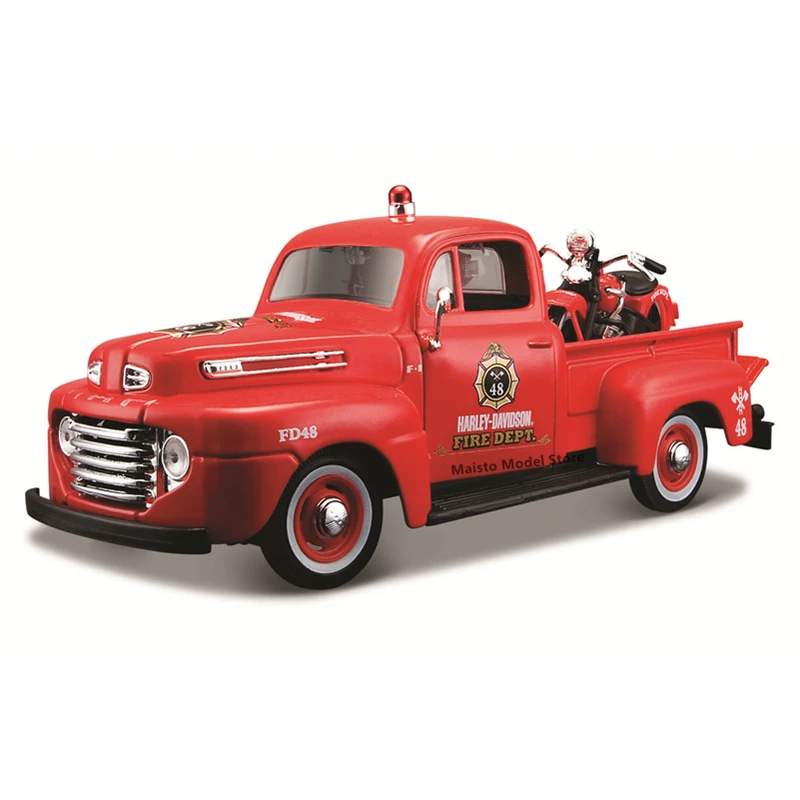 

Maisto 1:24 HARLEY-DAVIDSON 1936 FL PANHEAD 1948 FORD F-1 PICKUP die-cast precision model car Model collection gift