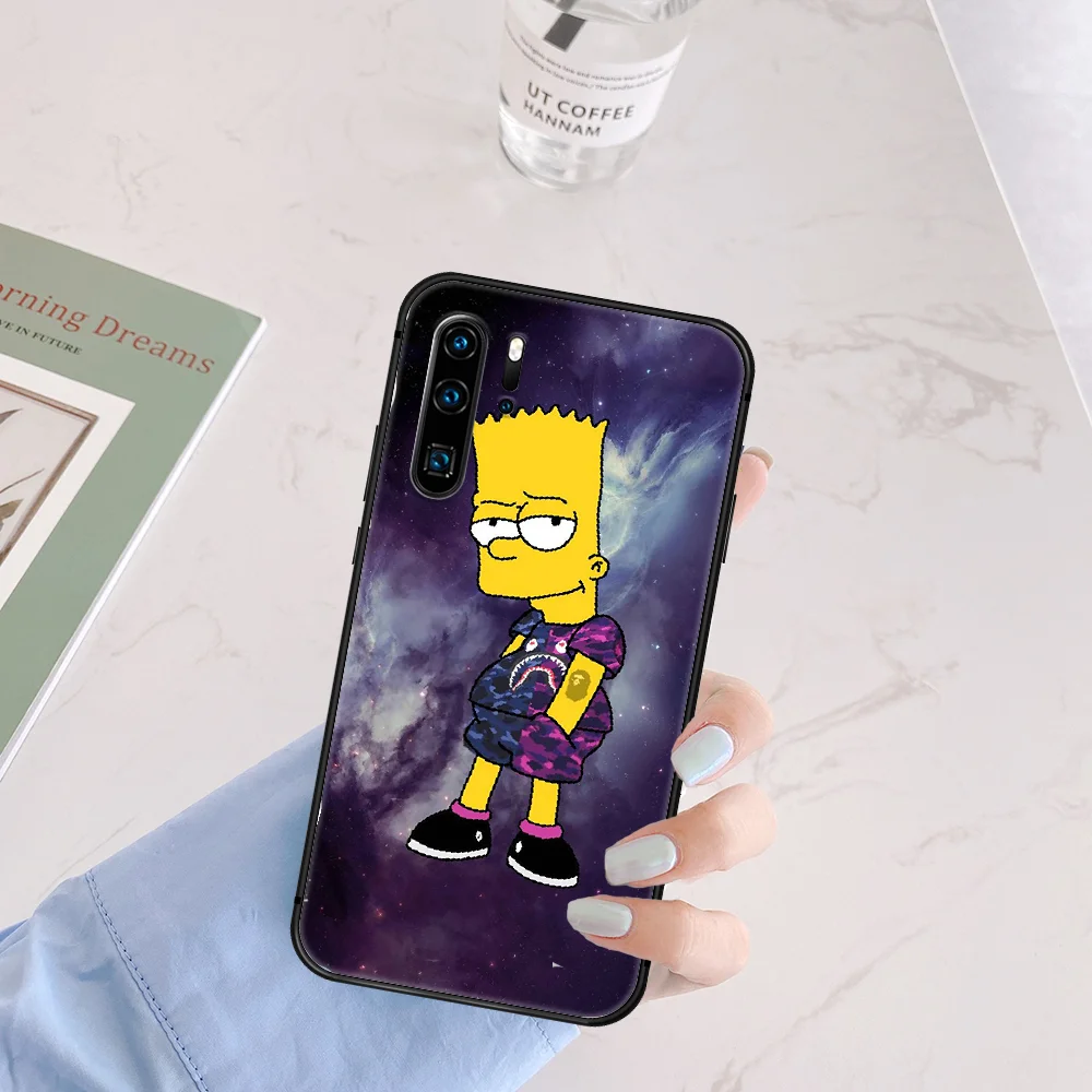

Cartoon Funny Simpson Phone Case For Huawei P Mate 10 20 30 40 Pro Lite Smart 2019 2021 black Waterproof Luxury Etui Trend Shell