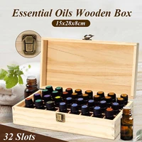 32 grids essential oil natural wood box aromatherapy wooden box treasure jewelry storage organizer handmade craft for home decor