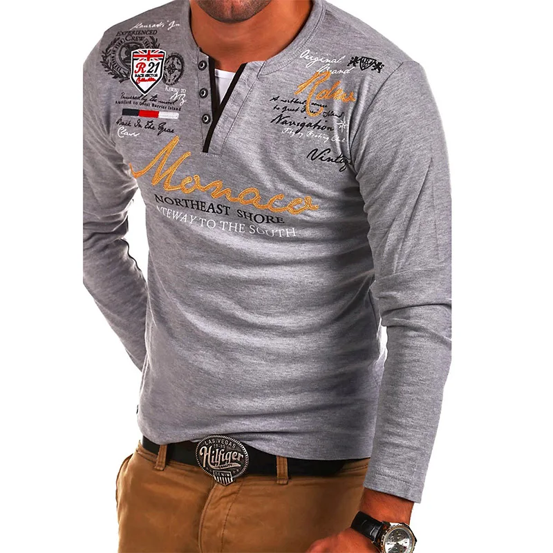 ZOGAA мужская рубашка поло с длинным рукавом 2019 модная в полоску со складками рукав