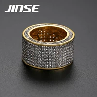 jinse punk mens 7 rows cubic zirconia rings for men gold color pave charm rhinestone iced rings fashion hip hop jewelry gifts