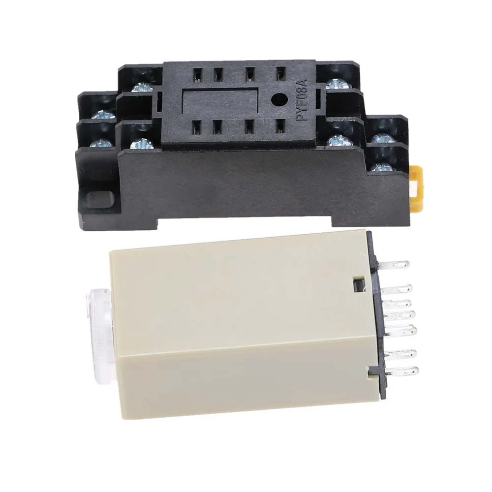 1 шт. H3Y 2 DC 12V 24V /AC 110V 220V Таймер задержки Реле времени 0 5 сек с базой 5A|time relay|delay timerac