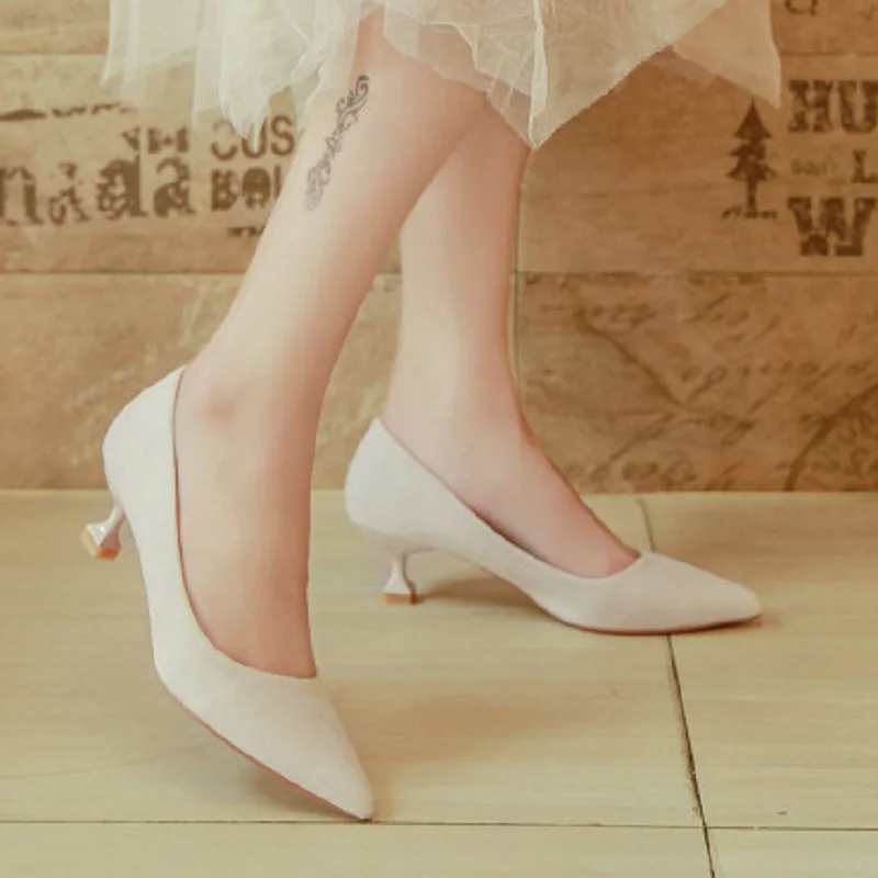 Новинка Весна 2020 женские повседневные туфли на высоком каблуке удобные тонком с