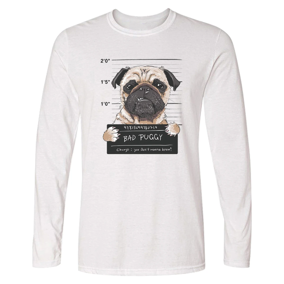 Футболка Bad Puggy с круглым вырезом и длинным рукавом Брендовые мужские футболки