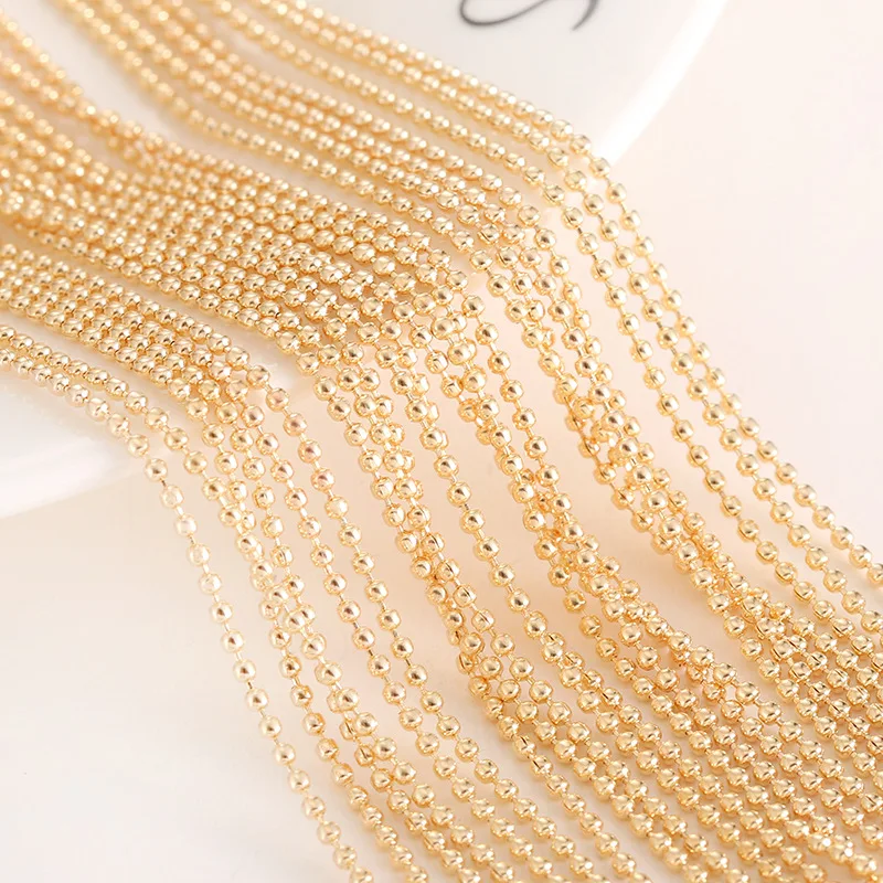 

100 Coad Bead Chain 1.2mm 1.5mm 2mm 2.4mm 3.2mm Sliver White K Gold Black Bronze Chain Necklace DIY Accessories Wholesale